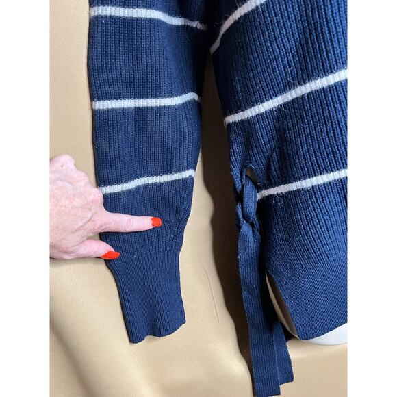 Rebecca Taylor Blue Striped Turtleneck Sweater S - Picture 10 of 14